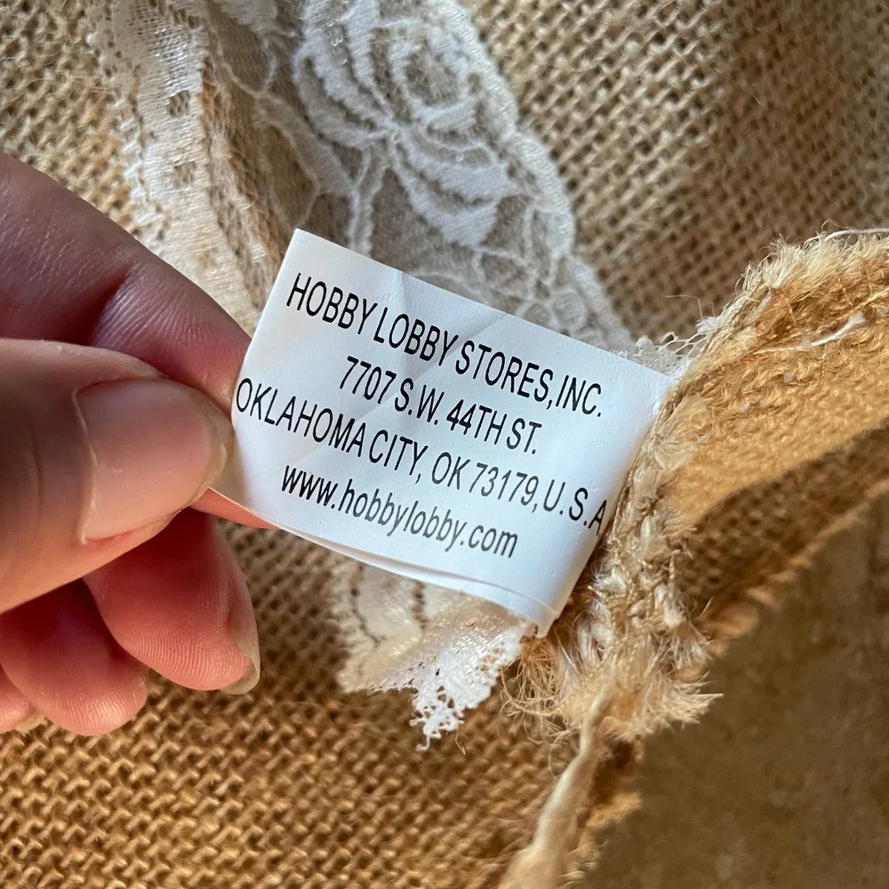 3 Hobby Lobby Jute Burlap Table Runner Lace Trim Wedding Rustic Farmhouse 19x88